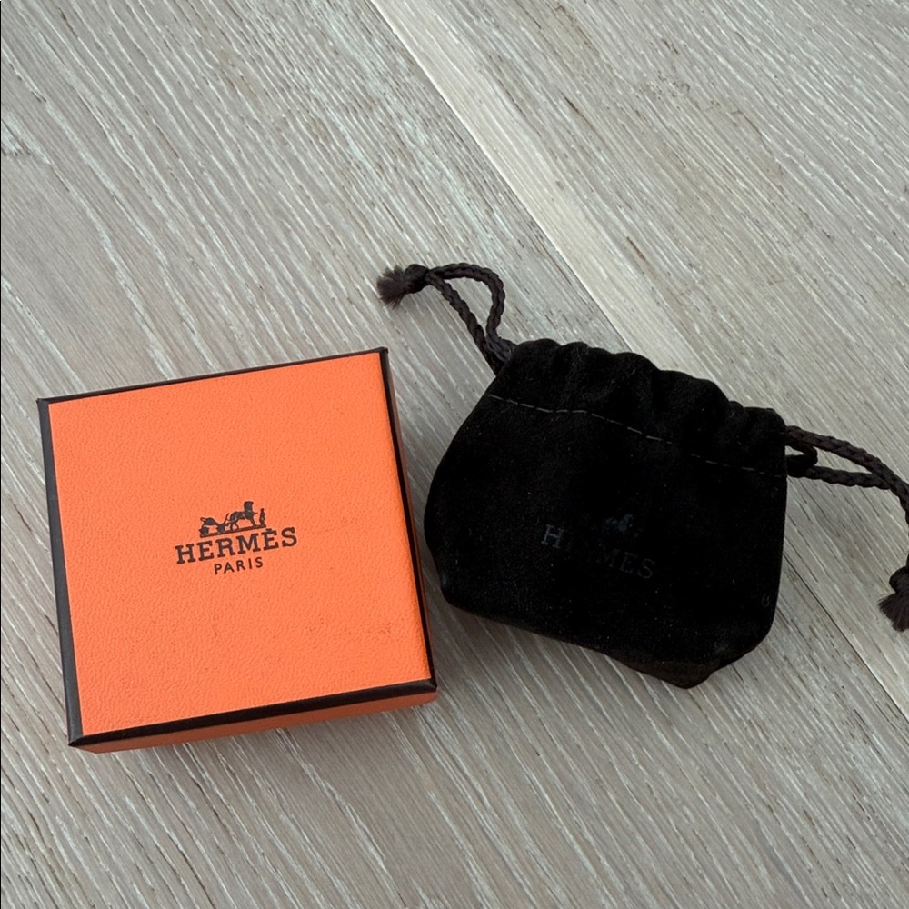 Hermes small orange box with velvet pouch